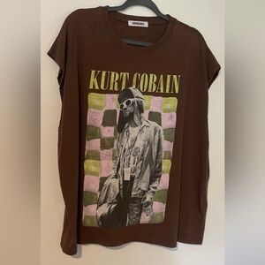Daydreamer Brown Kurt Cobain Short Sleeve Tee Casual Top
